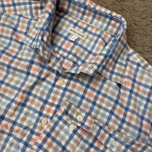 Peter Millar Men’s XL Checkered Multicolor Button Down Cotton/Nylon/Spandex